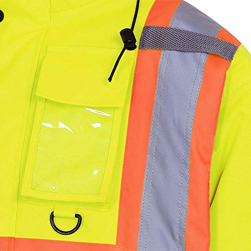 Pioneer V1150260-2XL Winter Quilted Safety Bomber Jacket-Waterproof, Yellow-Green, 2XL - Clothing - Proindustrialequipment