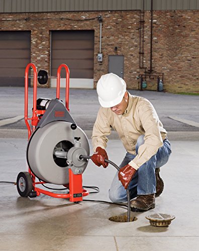 RIDGID 52363 K-400 Drum Machine with C-32 3/8 Inch x 75 Foot Integral Wound (IW) Solid Core Cable, Drain Cleaning Machine - Drain Augers - Proindustrialequipment
