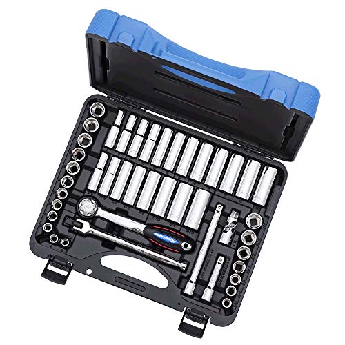 Jet 45-Piece 3/8-inch Drive SAE/Metric, 6 Point, Ratchet Wrench Chrome Socket Set, 600241 - Sockets and Tools Set - Proindustrialequipment