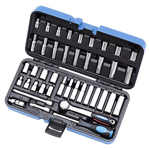 Jet 42-Piece 1/4-inch Drive SAE/Metric, 6 Point, Ratchet Wrench Chrome Socket Set, 600125 - Sockets and Tools Set - Proindustrialequipment