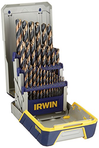 Irwin Tools 3018005 Juego de brocas indexadas de metal de óxido negro y dorado con estuche, 29 piezas