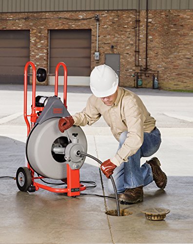 RIDGID 52363 K-400 Drum Machine with C-32 3/8 Inch x 75 Foot Integral Wound (IW) Solid Core Cable, Drain Cleaning Machine - Drain Augers - Proindustrialequipment