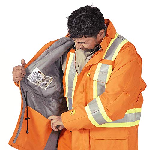 Pioneer V2560250-XL Flame Resistant Quilted Cotton Safety Parka, Orange-XL - Clothing - Proindustrialequipment