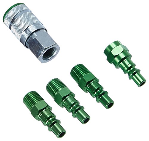 Milton Industries ColorFit Coupler & Plug Kit - (A-Style, Green) - 1/4" NPT, (5-Piece)