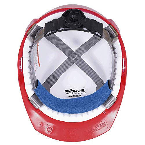 Sellstrom CSA Type 2 Class E Front Brim Hard Hat, 4-Point Suspension With Height Adjustments and Accessory Slots, Red, S69330 - Fall Protection - Proindustrialequipment