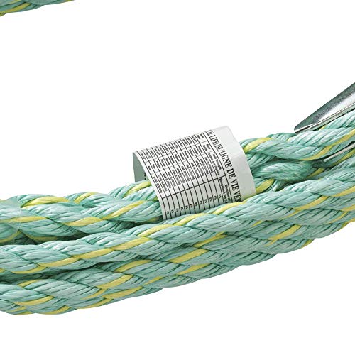 PeakWorks V84014025 - Snap Hook & Back Splice - 25' (7.6 m), 5/8" Polysteel Rope - Fall Protection Vertical Lifeline - Fall Protection - Proindustrialequipment