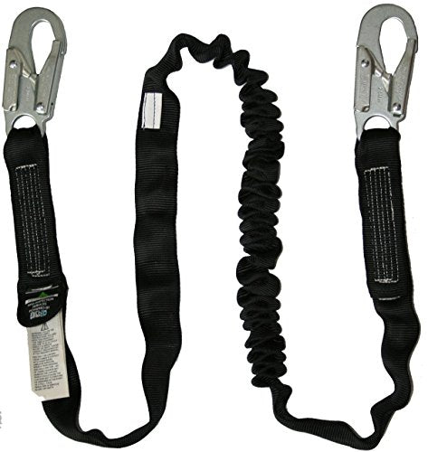 PeakWorks CSA 4' (1.2 m) POY - Snap Hooks - Single Leg - Shock Absorbing Fall Arrest Lanyard Connector, V8101104,Black - Fall Protection - Proindustrialequipment