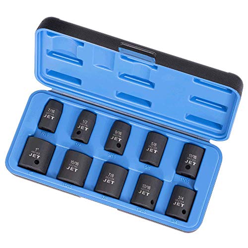 Jet 1/2-inch Drive, 10-Piece Regular SAE Professional Impact Socket Set, 6 Point, 610302 - Sockets and Tools Set - Proindustrialequipment