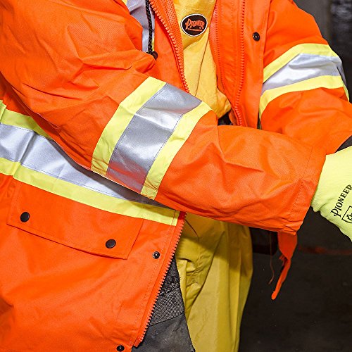Pioneer V1110250-L High Visibility Waterproof Safety Jacket, 2 Radio Clip Straps, Orange, Large - Clothing - Proindustrialequipment