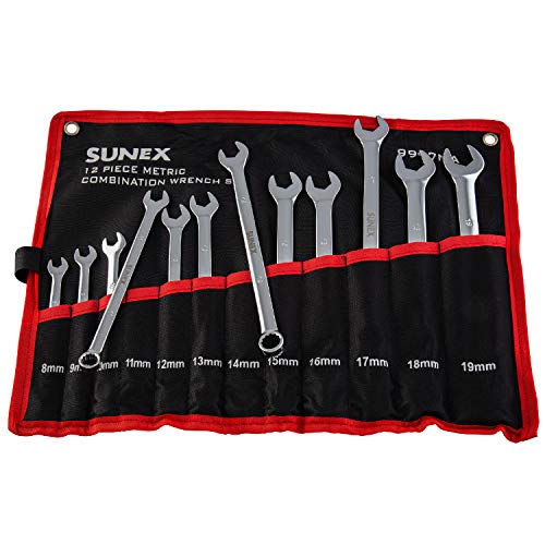 Sunex 9917MA 12 Piece V-Groove Metric Combination Wrench Set (Full Polish) CRV