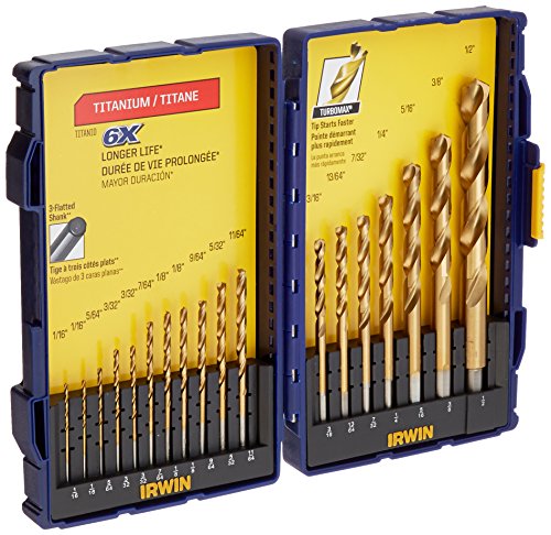 Irwin Tools Juego de brocas Turbomax recubiertas de nitruro de titanio de 18 piezas con estuche de almacenamiento profesional