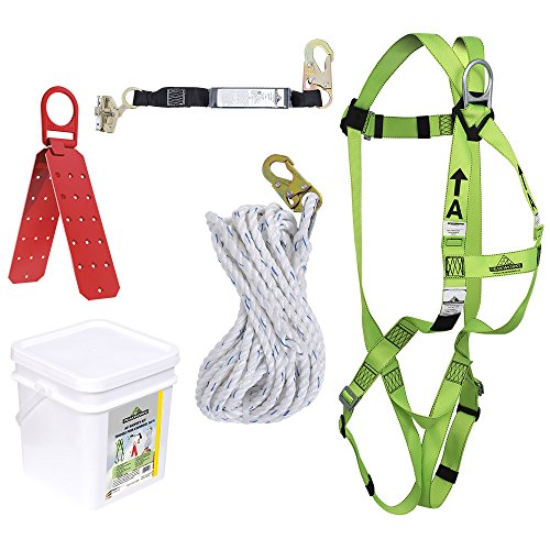 Peakworks V8257045 - Construction Fall Protection Kit - Reusable Bracket - 2" (0.6 m) SPLanyard - Integral ADP Rope Grab - 50' (15.2 m) - Fall Protection - Proindustrialequipment