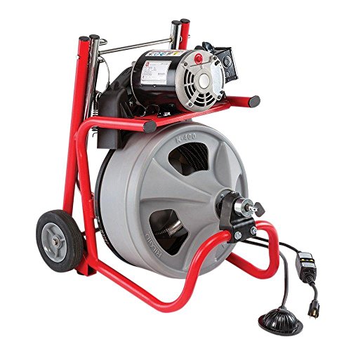 RIDGID 52363 K-400 Drum Machine with C-32 3/8 Inch x 75 Foot Integral Wound (IW) Solid Core Cable, Drain Cleaning Machine - Drain Augers - Proindustrialequipment