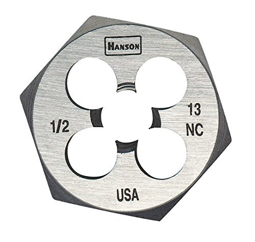 Troquel hexagonal Hanson, acero con alto contenido de carbono, derecho, 1/2-20 (6545)