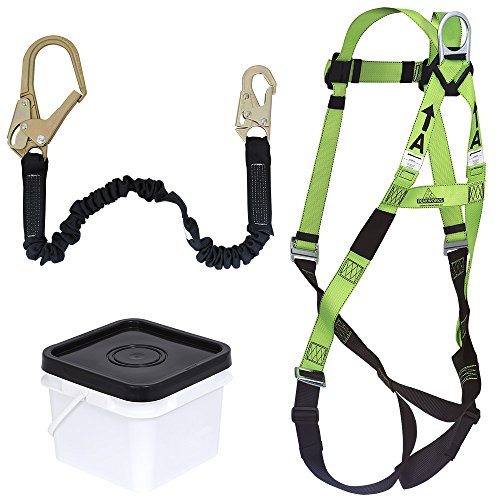 PeakWorks CSA Fall Arrest Kit - 4' POY Shock Absorbing Lanyard With Snap & Form Hooks And 5-Point Adjustable Safety Harness , V8253084 - Fall Protection - Proindustrialequipment
