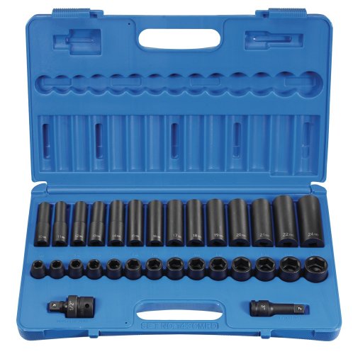 Grey Pneumatic Corp 1430MRD 1/2'' Drive Standard and Deep Length Metric Set - 30 Piece