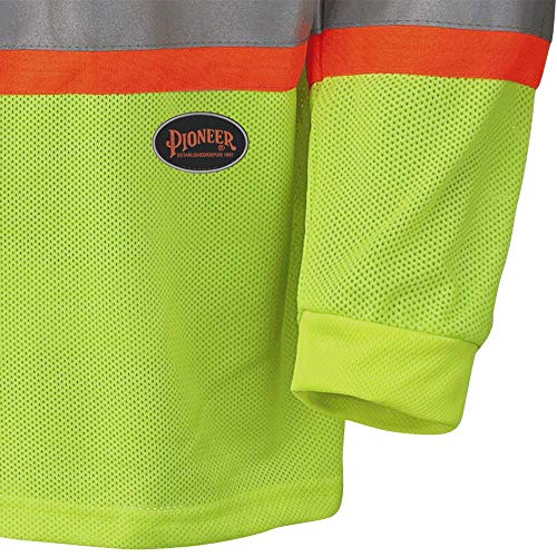 Pioneer Construction Quick-Dry Mesh High Visibility Work Safety Long Sleeve Shirt, Yellow/Green, L, V1050960-L - Clothing - Proindustrialequipment