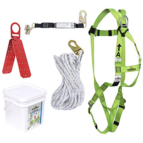 PeakWorks V8257042 - Roofers Fall Protecton Kit - Reusable Bracket - 2" (0.6 m) SP Lanyard - Integral ADP Rope Grab - 25' (7.6 m) - Fall Protection - Proindustrialequipment