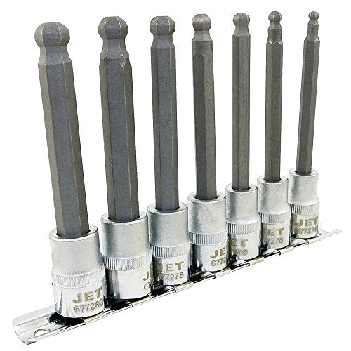 Jet 601805-7-Piece 3/8-inch Drive Metric 4" Length Long Ball Nose Hex Bit Socket Set - Proindustrialequipment