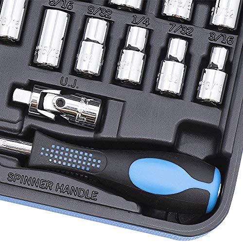 Jet 24-Piece 1/4-inch Drive SAE, 6 Point, Ratchet Wrench Chrome Socket Set, 600115 - Sockets and Tools Set - Proindustrialequipment