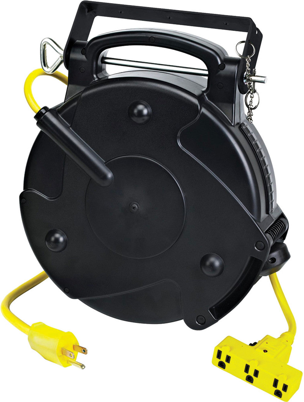 Industrial Heavy Duty 12/3 Retractable Extension Cord Reel W/Tri-Tap