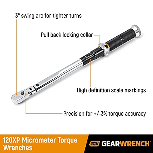 GearWrench 1/2" Drive 120XP Micrometer Torque Wrench 30-250 ft/lbs. - 85181