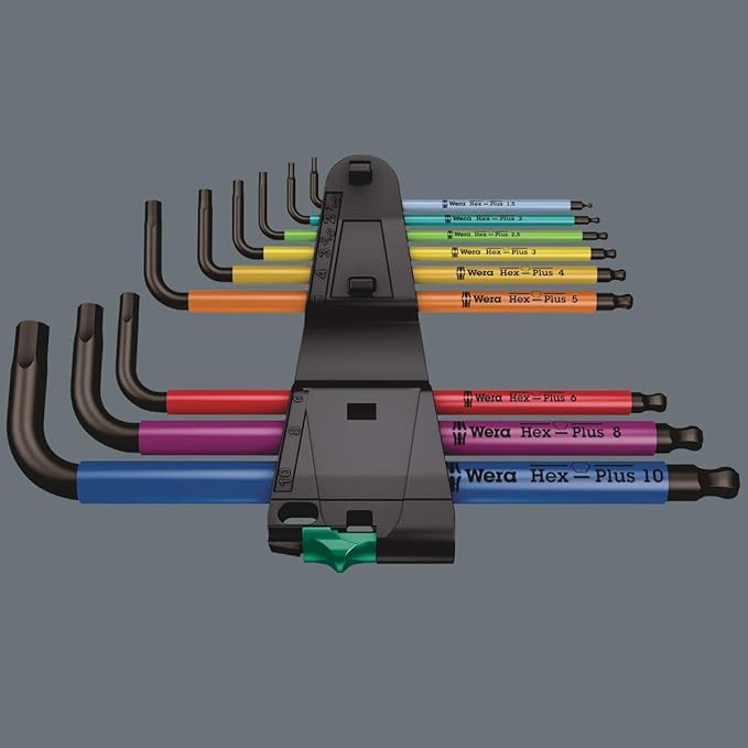 Wera 05073593001 950 Spkl/9 Sm N Multicolor L-Key Set, Metric, Blacklaser, 9 Pieces