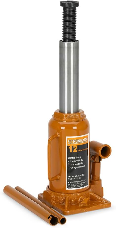 Strongarm Professional Heavy-Duty 12 Ton Hydraulic Standard Bottle Jack - Car, Fleet, Industrial, 30106