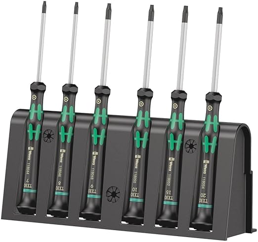 Wera 2067/6 Kraftform Micro Torx BO Tamper-Resistant Electronics Screwdriver Set and Rack, 6-Piece