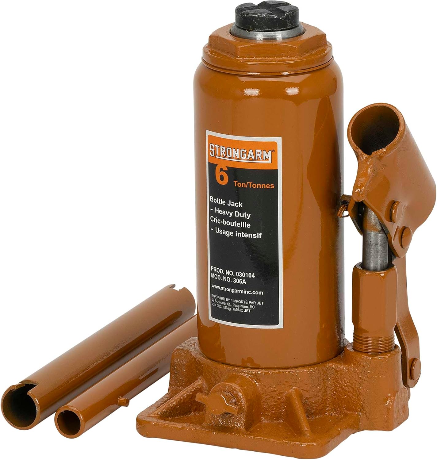 Strongarm 6 Ton Bottle Jack - Manual Air/Hydraulic Jack for Lifting Cars, Trailers, Trucks, Equipment - Heavy Duty