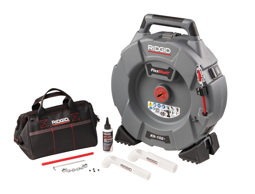 Ridgid 76193 K9-102+ FlexShaft® Machine for 1 1/4-2" (32 - 50 mm) Pipes - Includes: 50' (15,2 m) 1/4" (6 mm) cable and kit