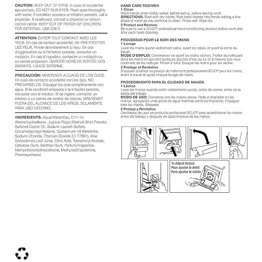 GOJO 7272-04 Nettoyant pour les mains Supro Max, recharge de 2 000 ml, paquet de 4