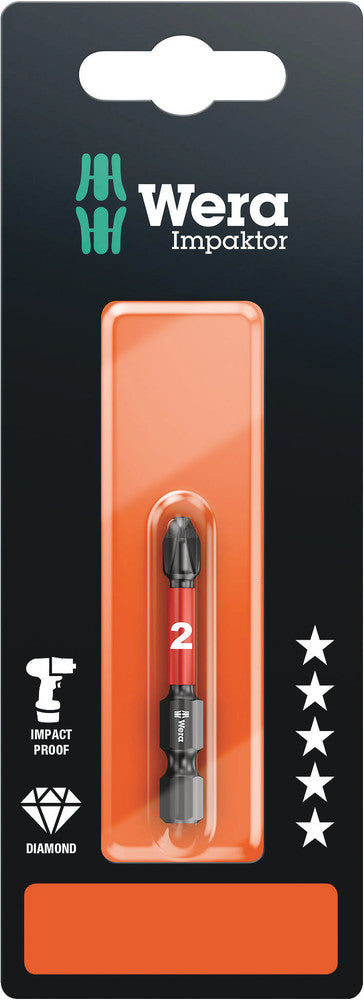 851/4 IMP DC SB Impaktor bits, PH 2 and PH 3, 50 mm