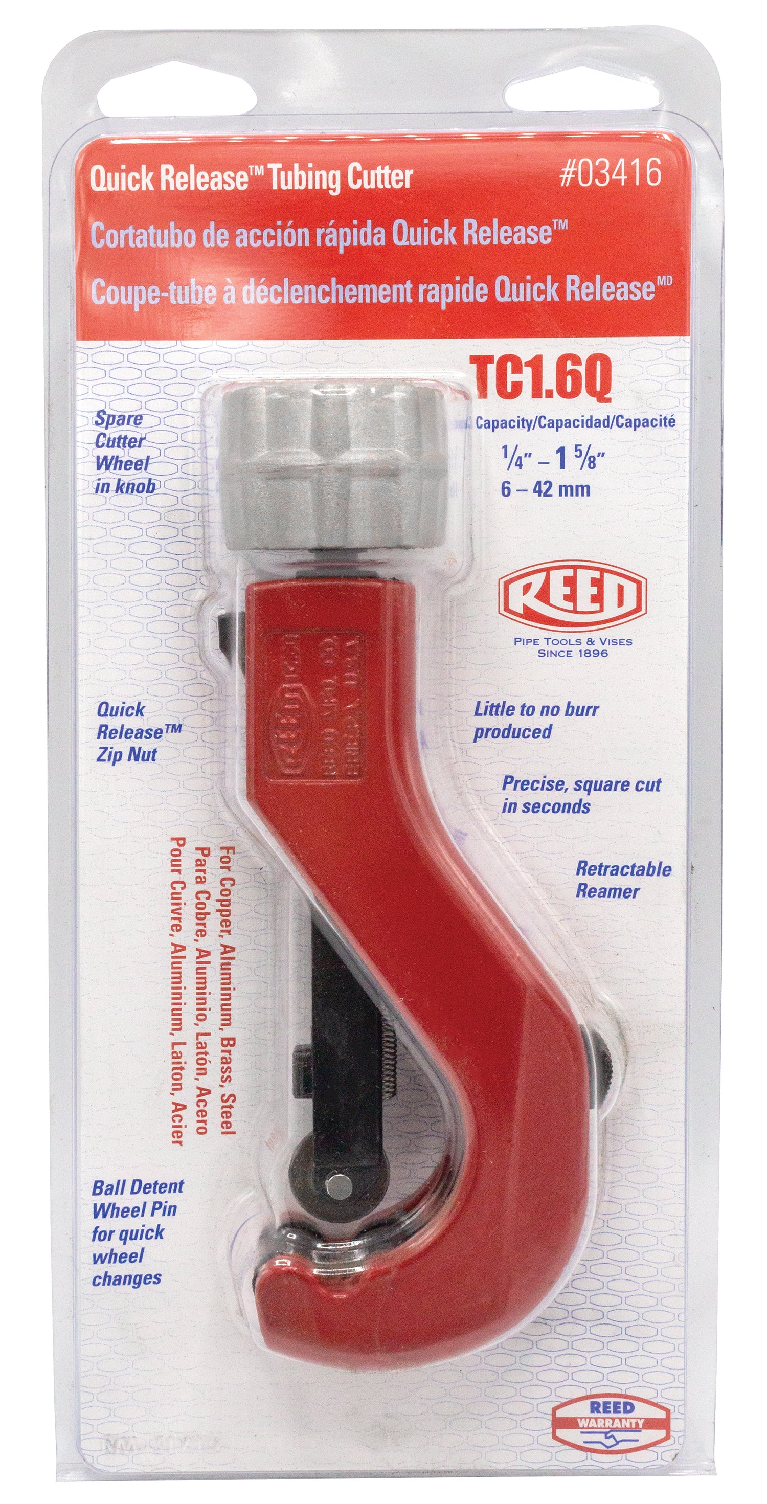 REED Tool TC1.6Q Quick Release Tubing Cutter, 6.5-Inch - Cutters - Proindustrialequipment