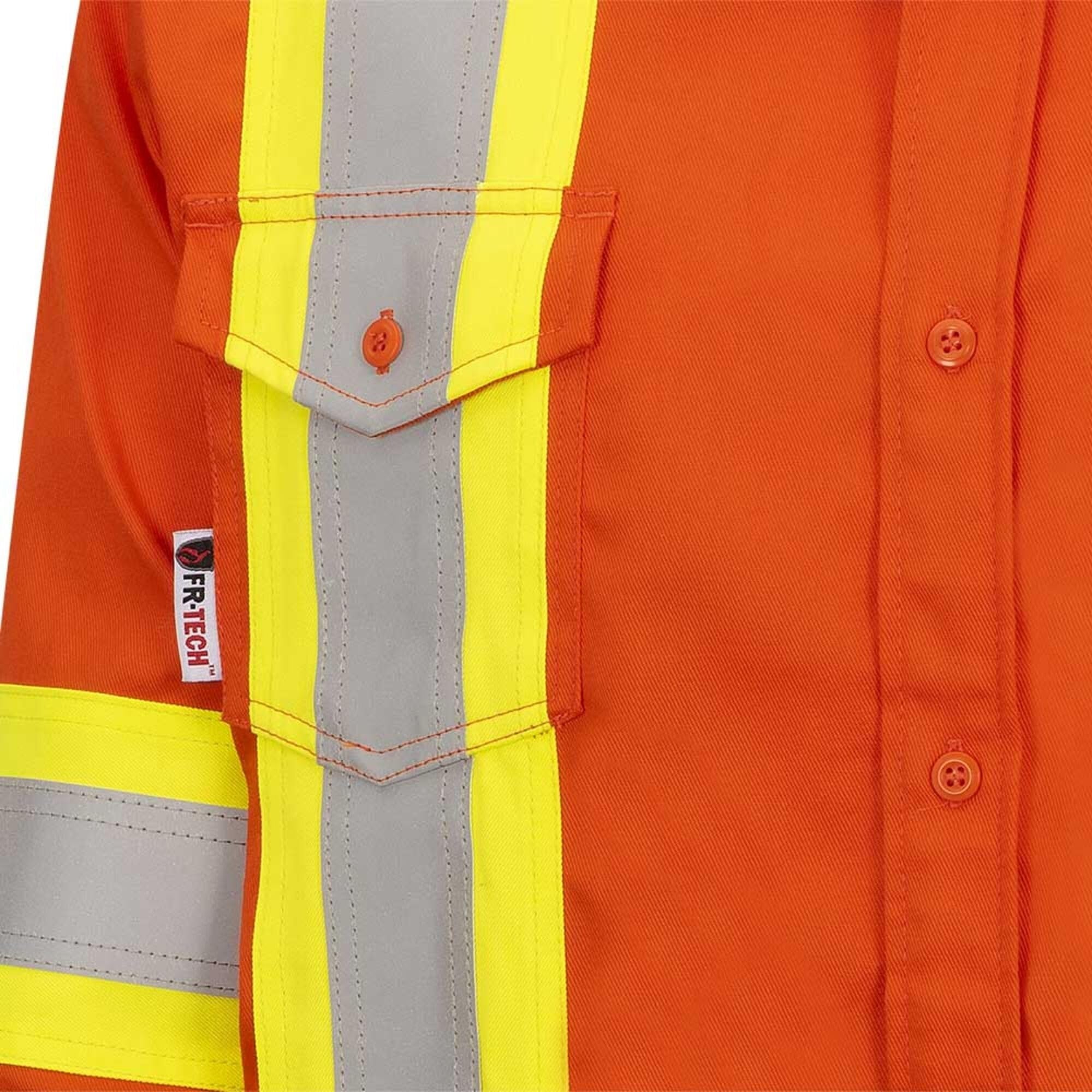 Pioneer Flame Resistant Adjustable Wrist Button-Down Safety Shirt, Cotton-Nylon Blend