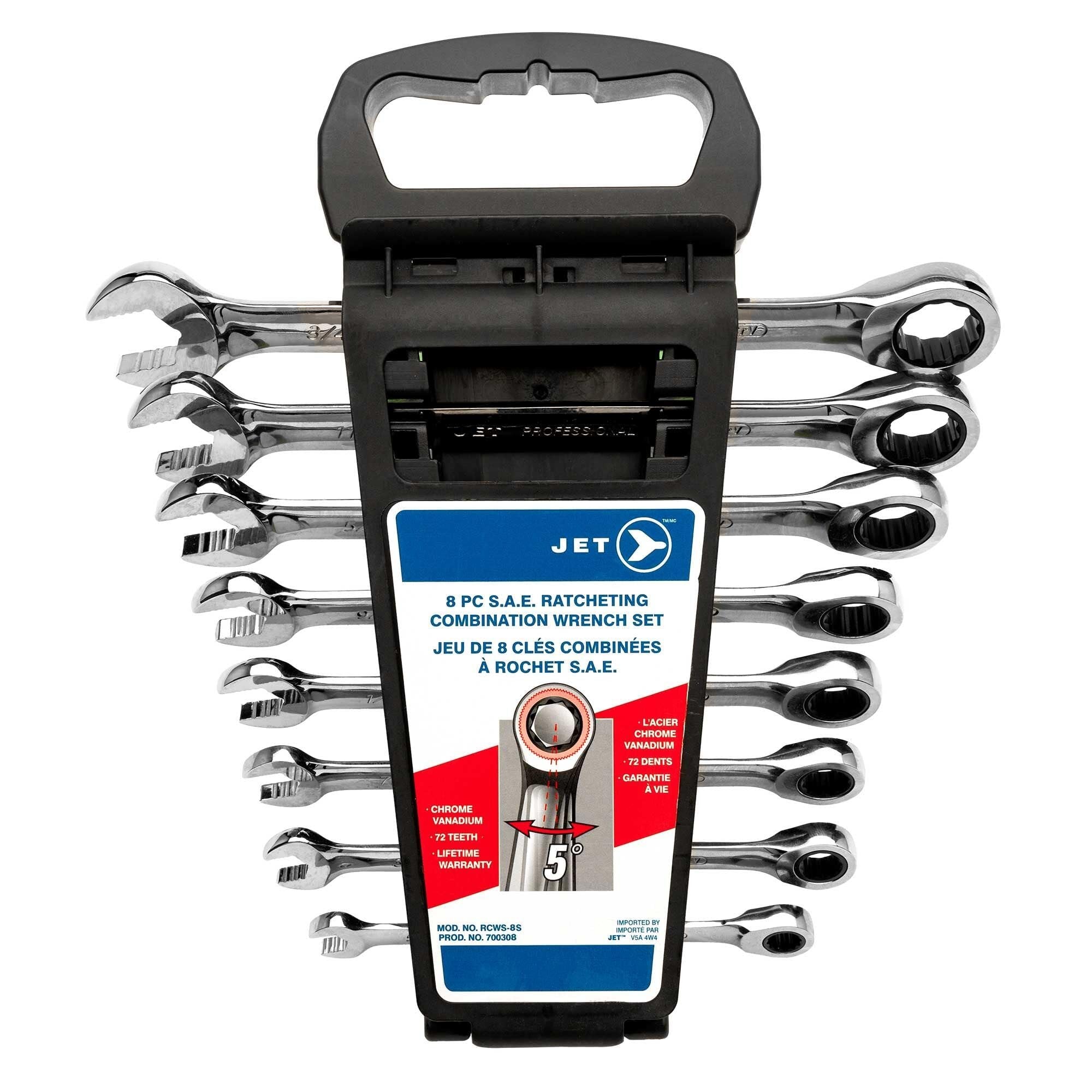 Jet 8-Piece Long S.A.E. Ratcheting Combination Wrench Set, 700308
