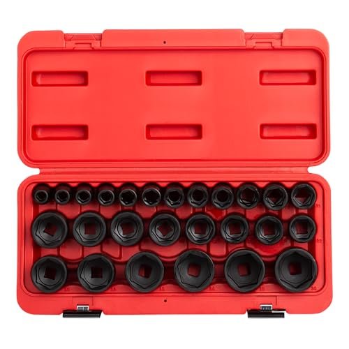 Sunex 2645, 1/2 Inch Drive Impact Socket Set, 26-Piece, Metric, 10mm-36mm, Cr-Mo Alloy Steel, Radius Corner Design, Heavy Duty Storage Case