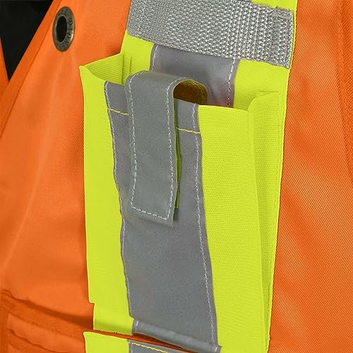 Pioneer High Visibility 5 Point Tear-Away Surveyor Safety Vest, Extra-Long Back, Yellow-Green