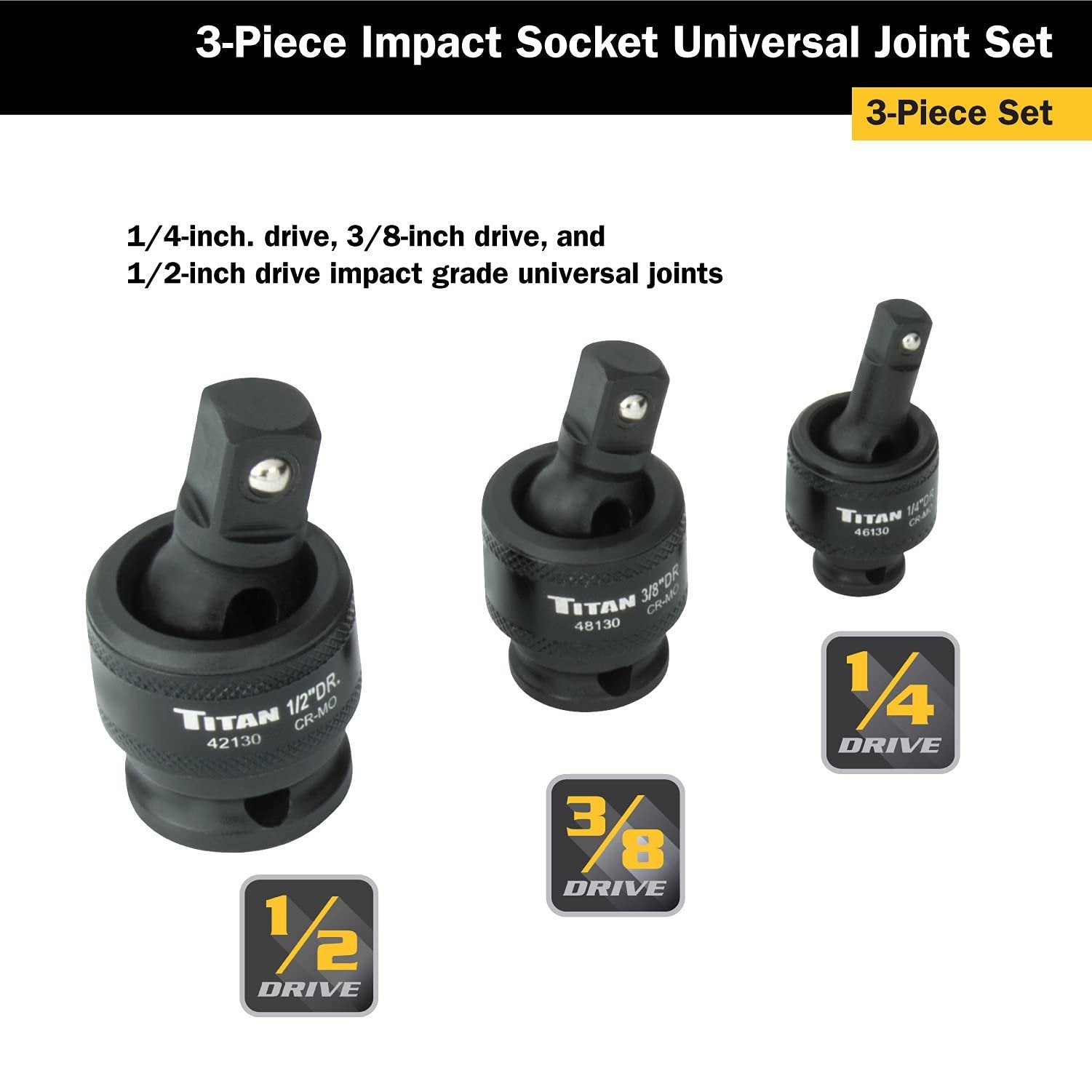 Titan TIT40160 Juego de juntas universales de vaso de impacto