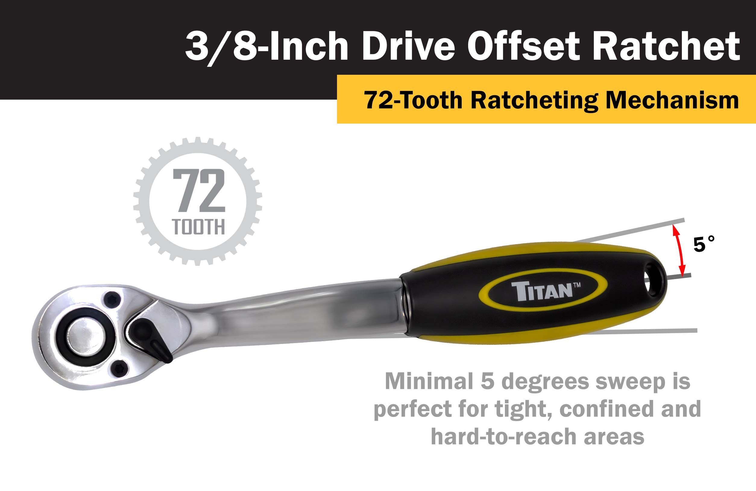 Titan 12043 Trinquete con llave acodada Dr. de 3/8 de pulgada