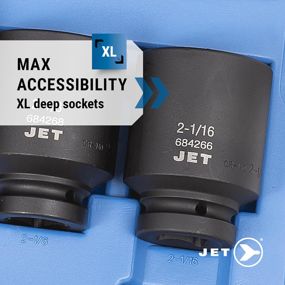 Jet 1 pouce Drive, jeu de 11 douilles à choc professionnelles Jumbo Deep SAE, 6 pans, 610504