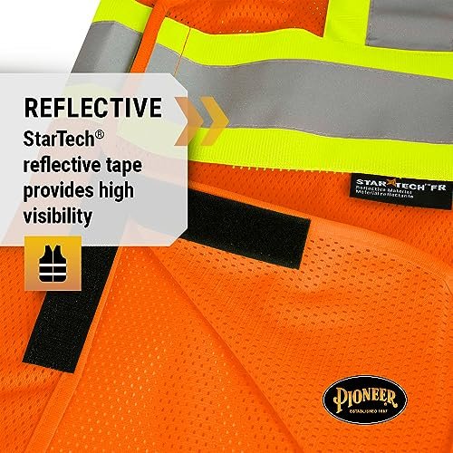 Pioneer FR High Visibility Breathable Tear-Away Safety Vest, Adjustable Size, Orange