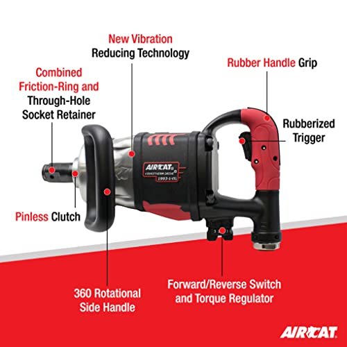 AirCat 1993-1-VXL: 1" Vibrotherm Drive Straight Impact Wrench 2100 Ft-Lb