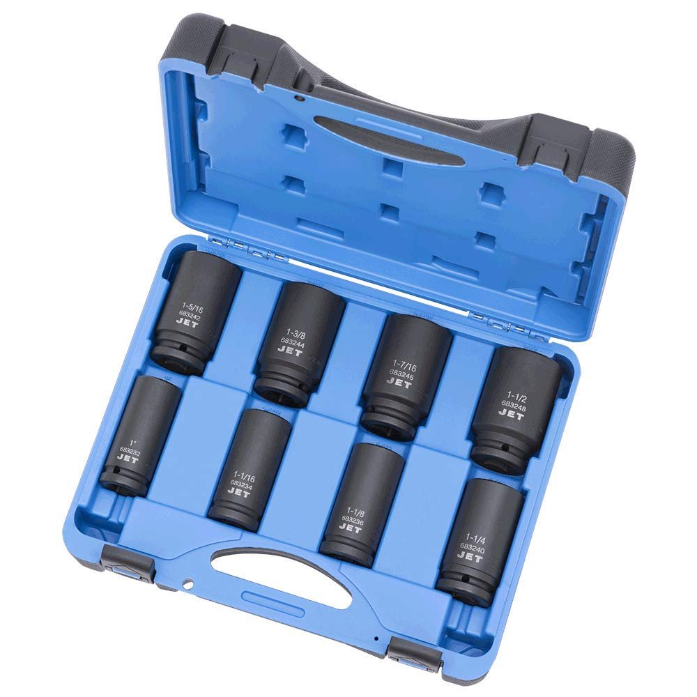Jet 3/4-inch Drive, 8-Piece Regular SAE Professional Impact Socket Set, 6 Point, 610402