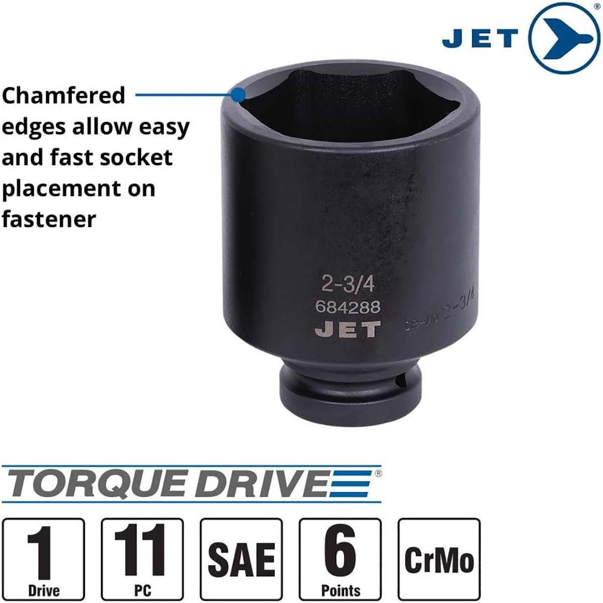 Jet 1 pouce Drive, jeu de 11 douilles à choc professionnelles Jumbo Deep SAE, 6 pans, 610504