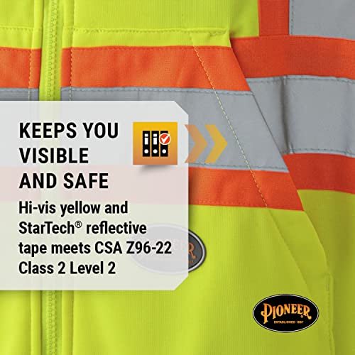 Pioneer V1060560 High Visibility Safety Hoodie, Micro Fleece, Yellow-Green