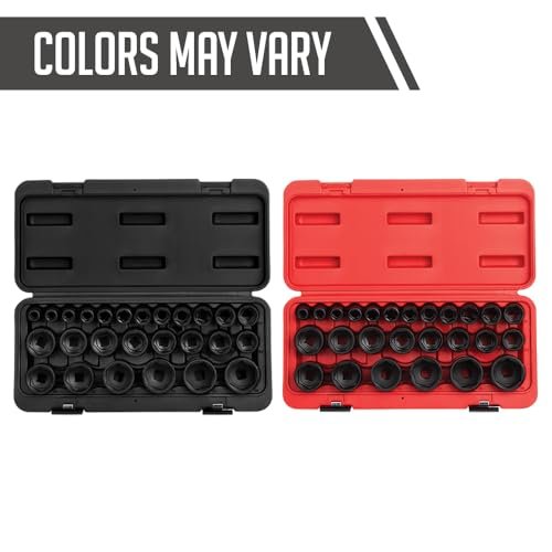 Sunex 2645, 1/2 Inch Drive Impact Socket Set, 26-Piece, Metric, 10mm-36mm, Cr-Mo Alloy Steel, Radius Corner Design, Heavy Duty Storage Case