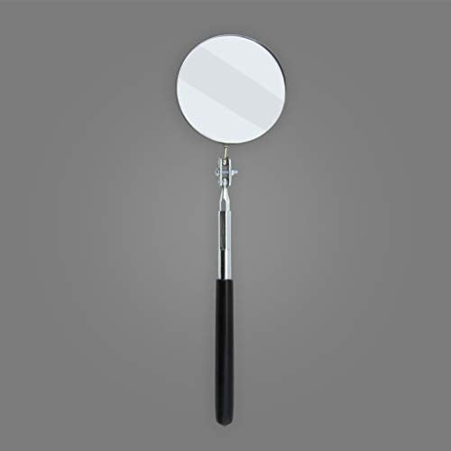 Miroir télescopique circulaire Ullman S-2 avec poignée en vinyle robuste, diamètre 3-1/4", longueur de poignée étendue de 11" à 15"