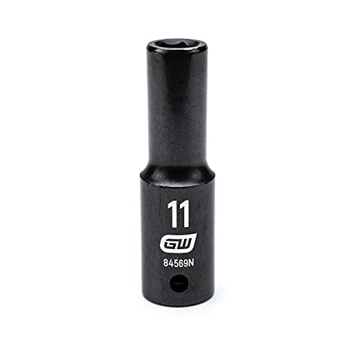 GEARWRENCH 84569N 1/2" Drive 6 Point Deep Impact Metric Socket 11mm, Black