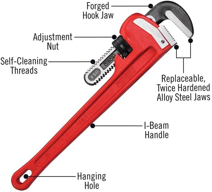 Ridgid Tools 31025 2 1/2-Inch Heavy-Duty Straight Pipe Wrench - Proindustrialequipment